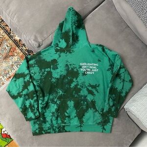 Assholes*s Live Forever Green Black Tie Dye Hooded Sweatshirt Pullover XL